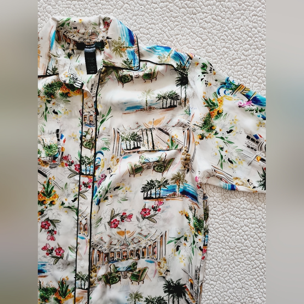 SMYTHE Cote d'Azur Floral Print Long Sleeve Shirt Dress Size XS Org $650 - Picture 8 of 15